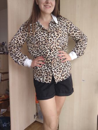 Leopard Print Blouse, Size L