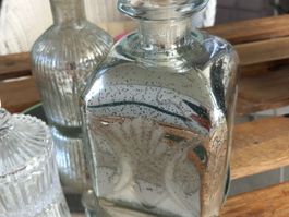 Zwei Glasflacon Bauernsilber u.ein Döseli / Vintage