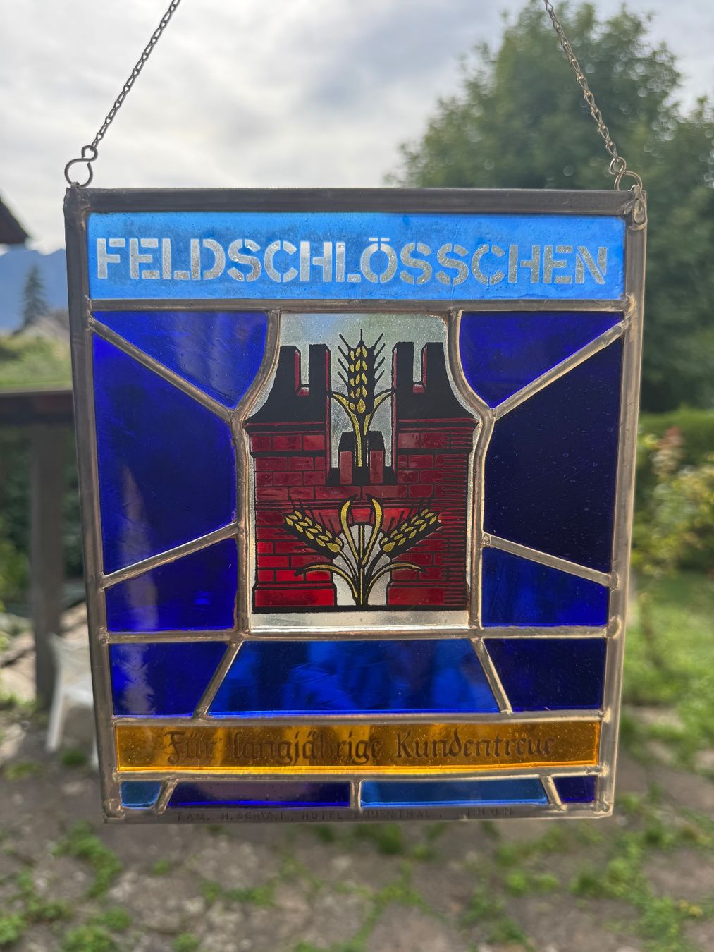 Tutte le decorazioni: Antikes Glasbild Feldschlössli – Usato da Hünibach venduto da s.leptir