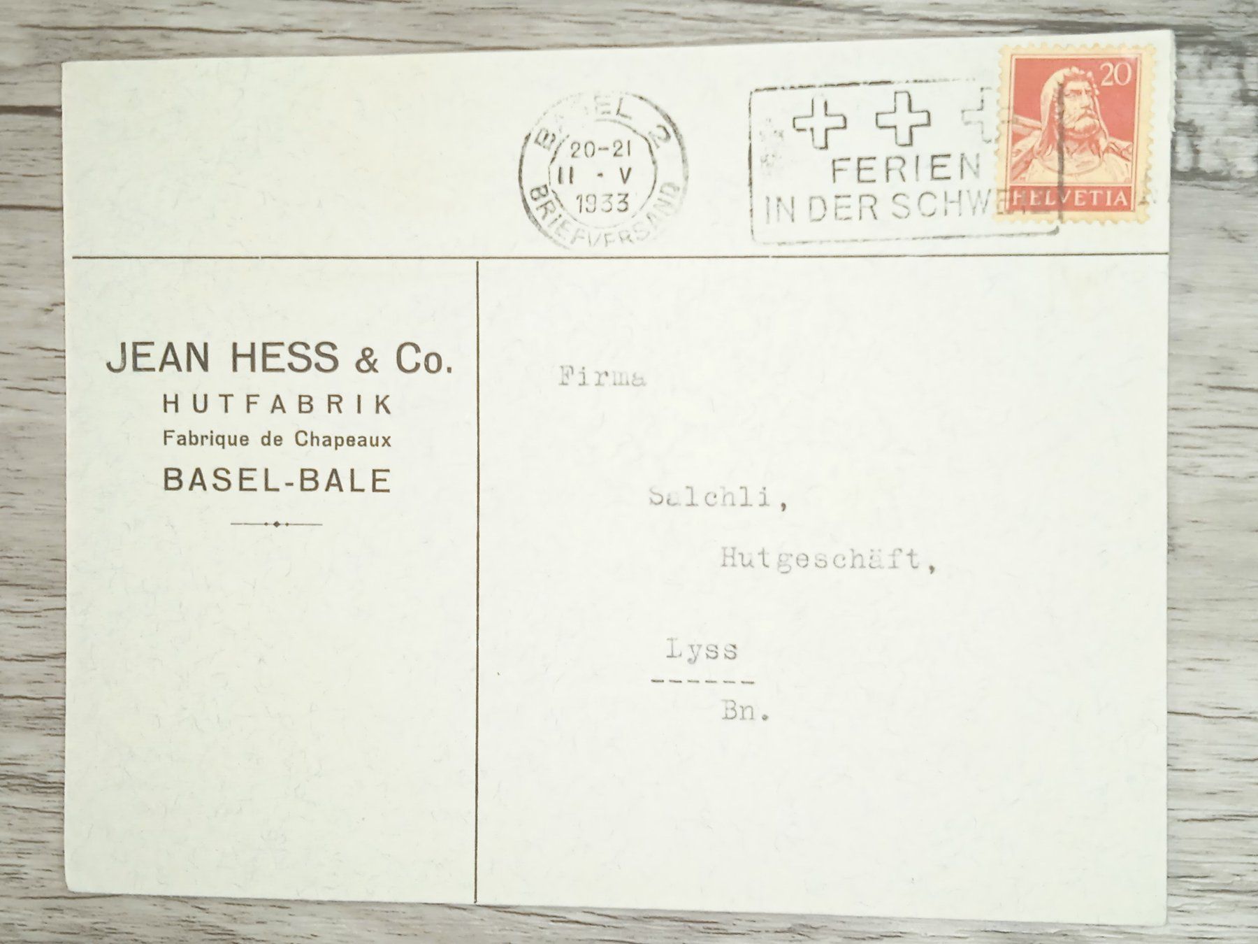 Tutti i francobolli: TR20 Enveloppe + Timbre Suisse 1933 – Usato da Cousset venduto da Patrick_Collections