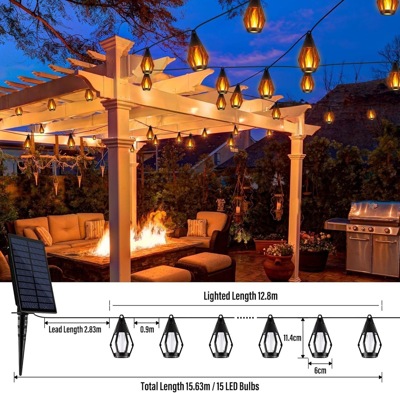 Ghirlande e barre luminose: Solar Flammen Lichterkette 12.6m – Nuovo e nell'imballaggio originale da Nuglar venduto da SmartLiving24 3