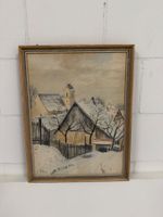 F. KÜNG Winterszene - Gemütlicher Dorfhausblick