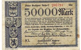 Düren 50000 Mark Reihe C 15.02.1923 VZ-VZ+