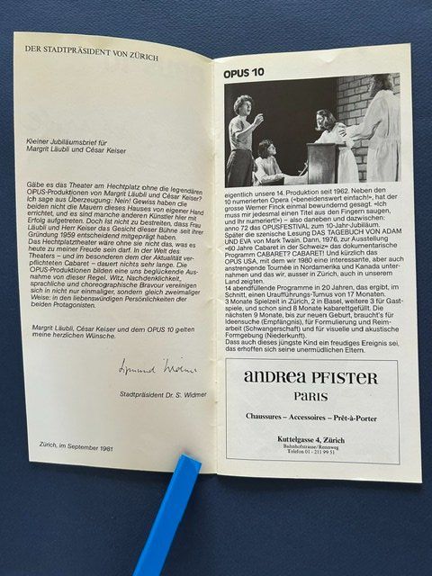 Libri: Margrit Läubli / César Keiser, OPUS 10, Generalprobe 1981 – Usato da Bern venduto da oregonzwei 2