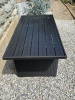 Gartentisch Rattan schwarz 144 x 74