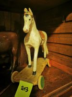 Antikes Holzpferd auf Rädern, Vintage Spielzeug Pferd