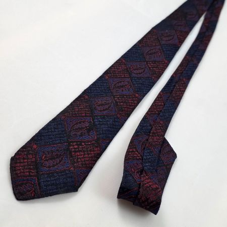 Vintage Seidenkrawatte Bordeaux Blau
