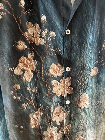 Ensemble chemise et pantalon fluide bleu motif floral M