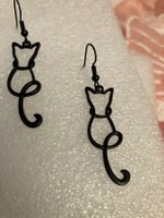 Niedliche, hübsche, schwarze Ohrhänger "Katze", 1.3cmx5.7cm