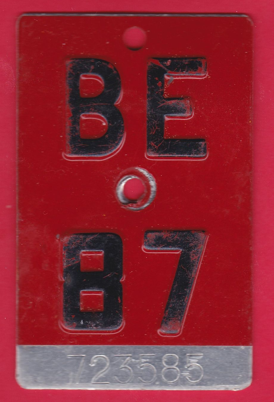 Schilder: VELONUMMER / FAHRRADSCHILD, BE 87 – Gebraucht aus Oberrieden von Gebirgsstelze