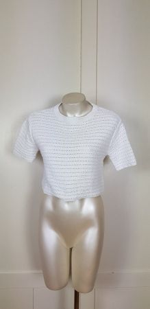 Pulli, Kurzarm, MNG, Häkelpulli, oversize, Crop, Gr. S