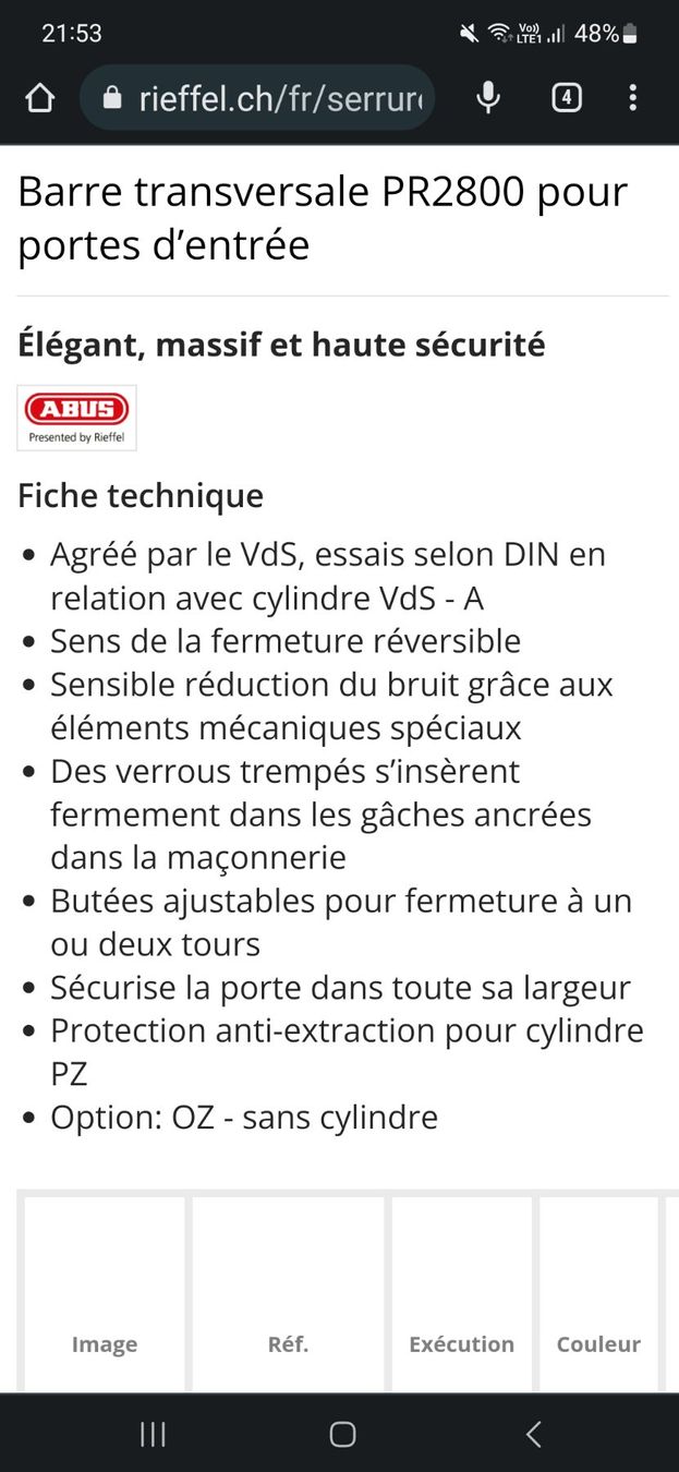 Porte: barre de sécurité pour porte d entrée – Usato da la Chaux-de-Fonds venduto da Firenze6 2