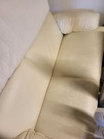 Leder-Sofa, creme-weiss