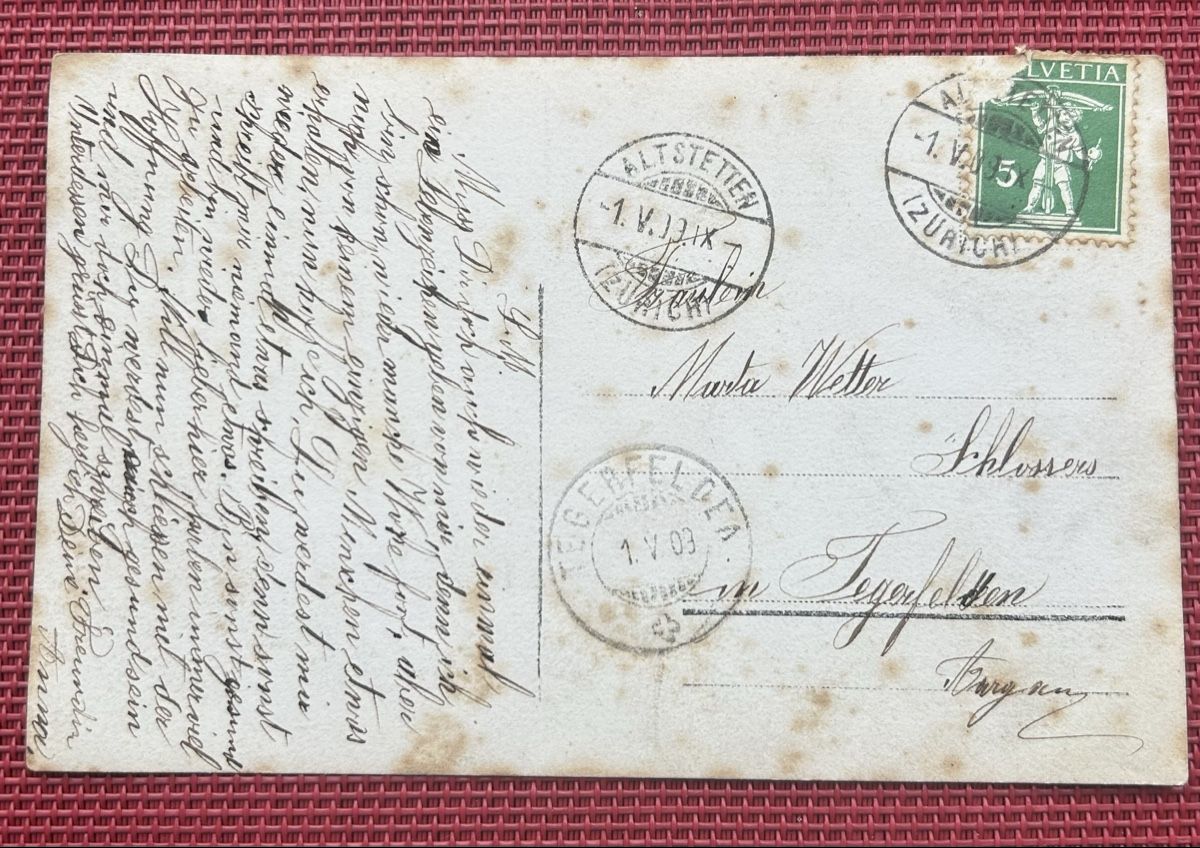 Cartoline postali: Fotokarte Nähatelier 1909  – Usato da Horw venduto da Tellbub 1