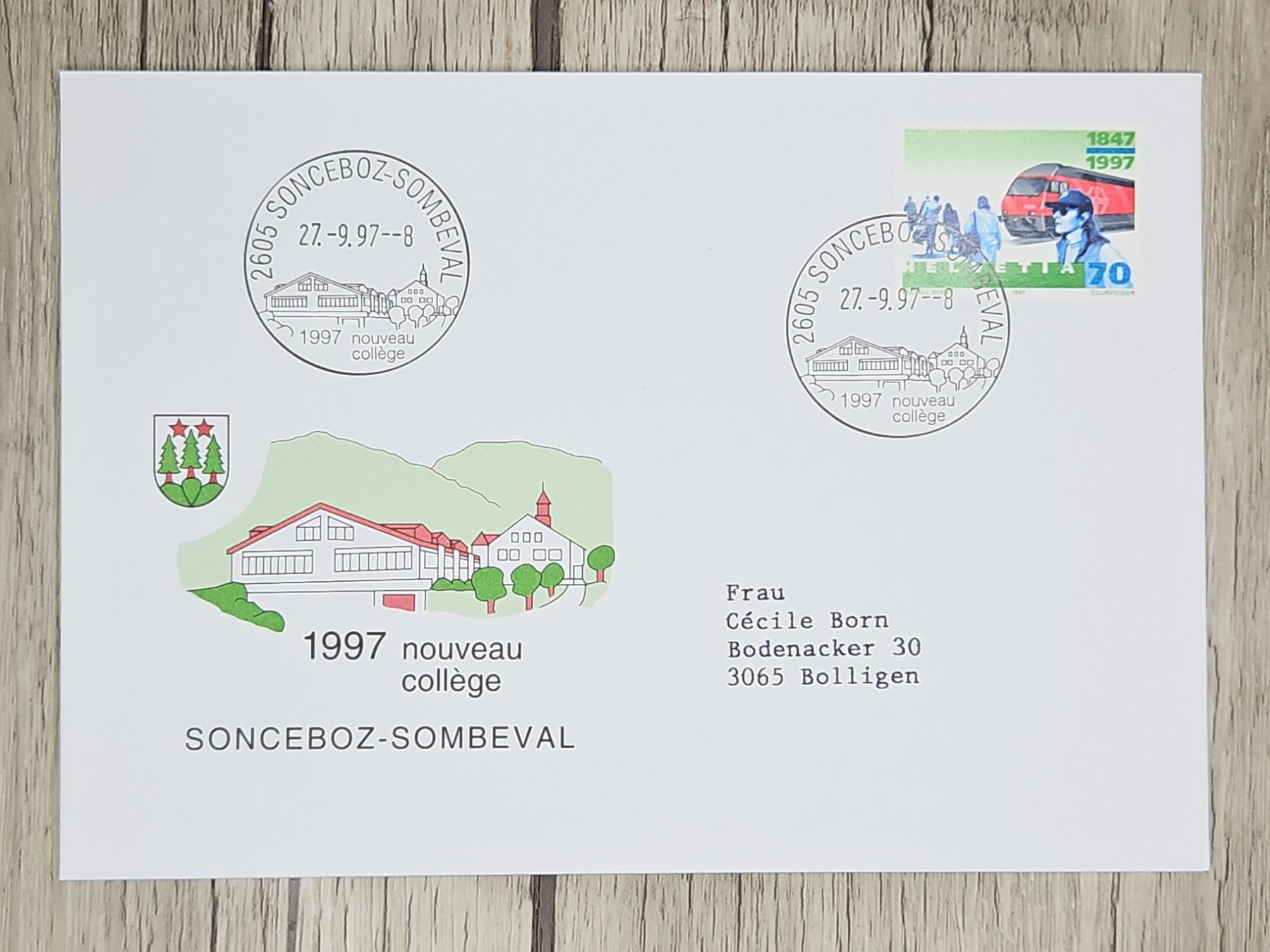 Tutti i francobolli: CL11 Enveloppe + Timbre Suisse 1997 – Usato da Cousset venduto da Patrick_Collections