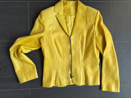 Sonnengelbe Lederjacke Handschuh Qualität im besten Zustand