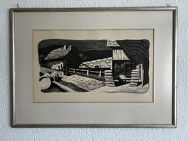 Fred Stauffer "Emmentaler-Bauernhofszene" Farblithografie