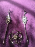 bijoux parure en argent 925 gros pendentif boucles d'oreille