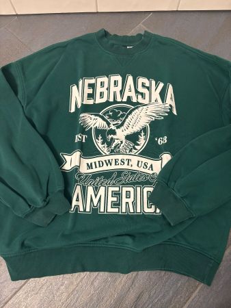 Cooler Nebraska USA College Pullover in Grün, Top Zustand!