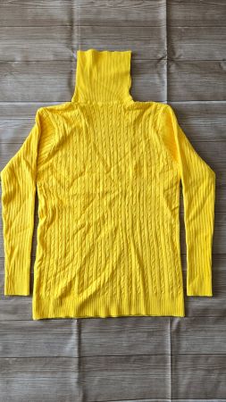 Rollkragen mit Zopfmuster (Cable Knit) - L - Yellow