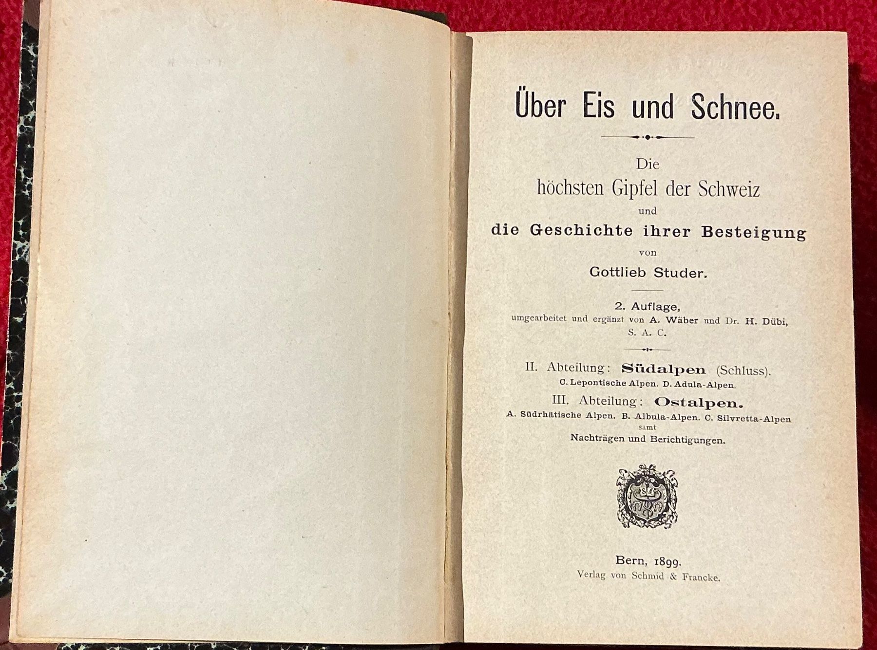 Libri: Über Eis und Schnee, Gottlieb Studer - 1899 – Usato da Naters venduto da seidengut 1