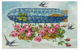 Aviatik - Zeppelin - Rosen-Körbe - Schwalben - Litho - 1910