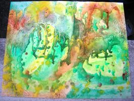 Aquarell *** Kunst "braun-grün-gelb" ***