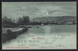 Mondschein-AK Zürich, Quaipromenade