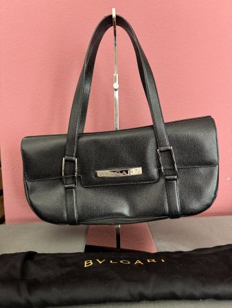 Vintage: Bulgari Schultertasche schwarz-silber