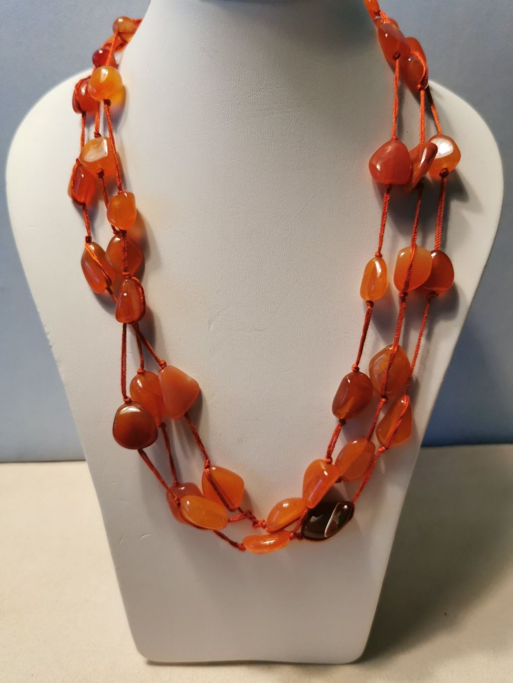 Catenine: NEU - handgefertigte 3-rang Karneol Kette, 50cm – Nuovo e nell'imballaggio originale da Dierikon venduto da Buntspecht-10 5