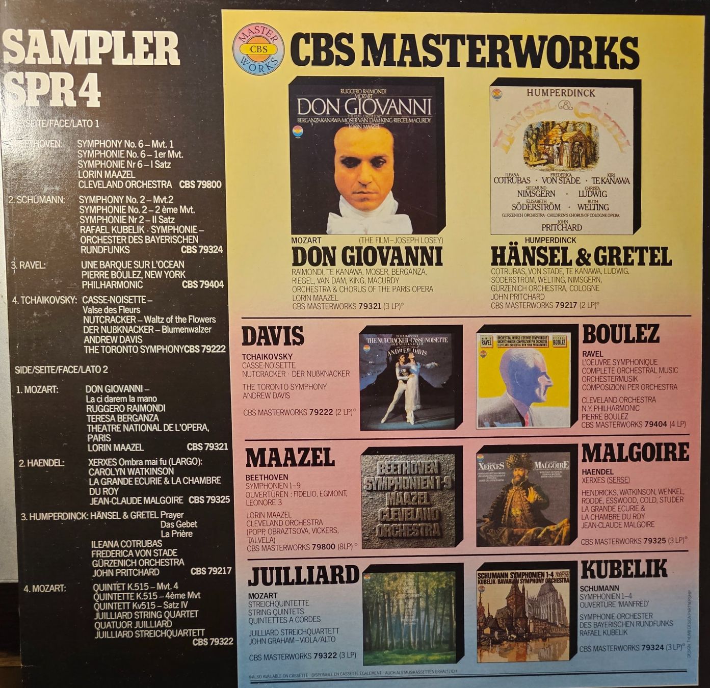 Dischi in vinile: CBS Masterworks Sampler SPR 4 – Usato da Wahlen b. Laufen venduto da Cg10