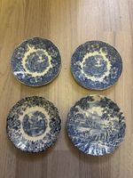 Piattini porcellana inglesi 4 pezzi decoro blu