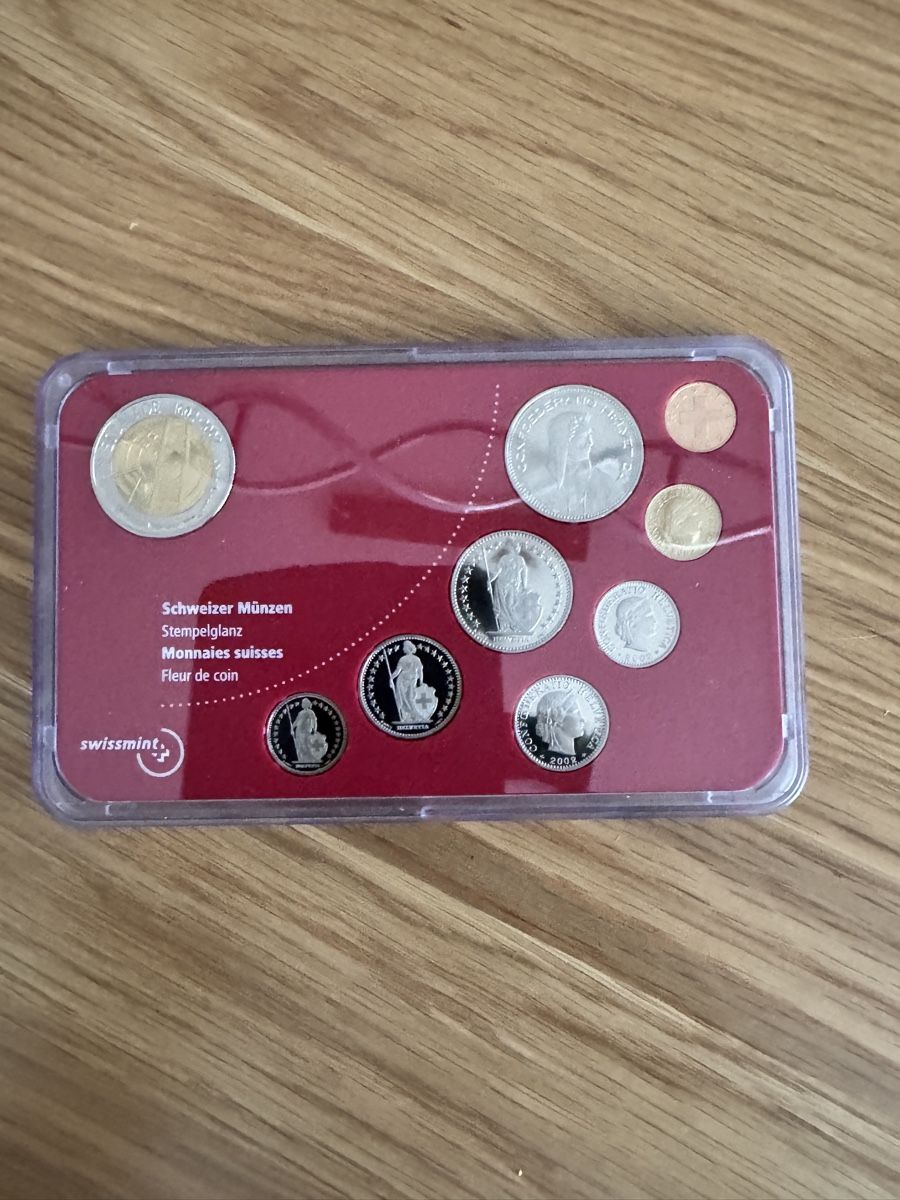 Tutti le monete: Schweizer Münzsatz 2002 Escalade Brilliant Uncirculated OVP – Nuovo e nell'imballaggio originale da Basel venduto da triniswiss68 2