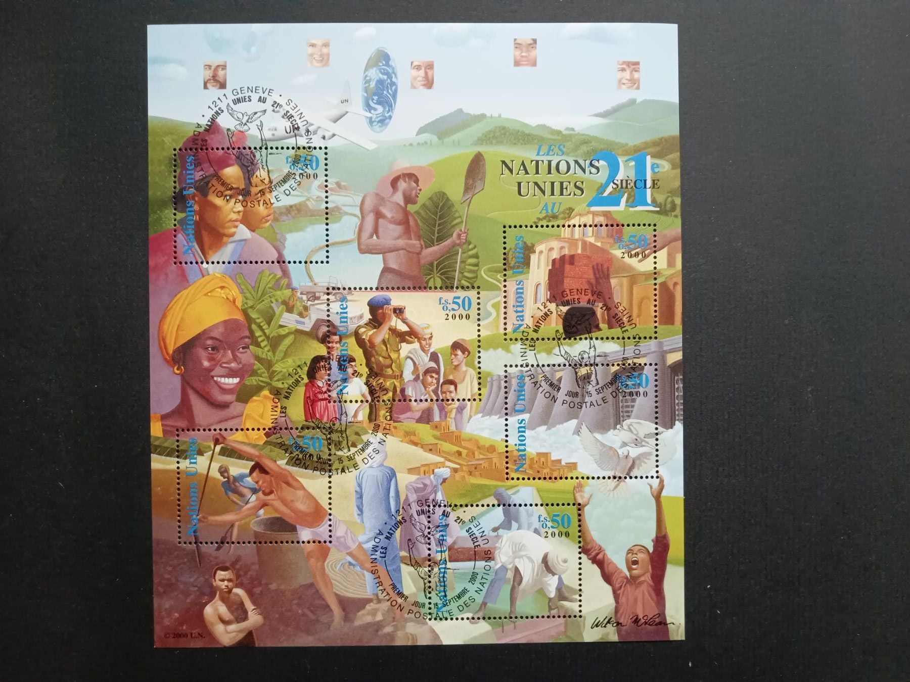 Tutti i francobolli: UNO Genf 2000 Kleinbogen Nr. 401 - 406 ET – Usato da Sissach venduto da eriluz