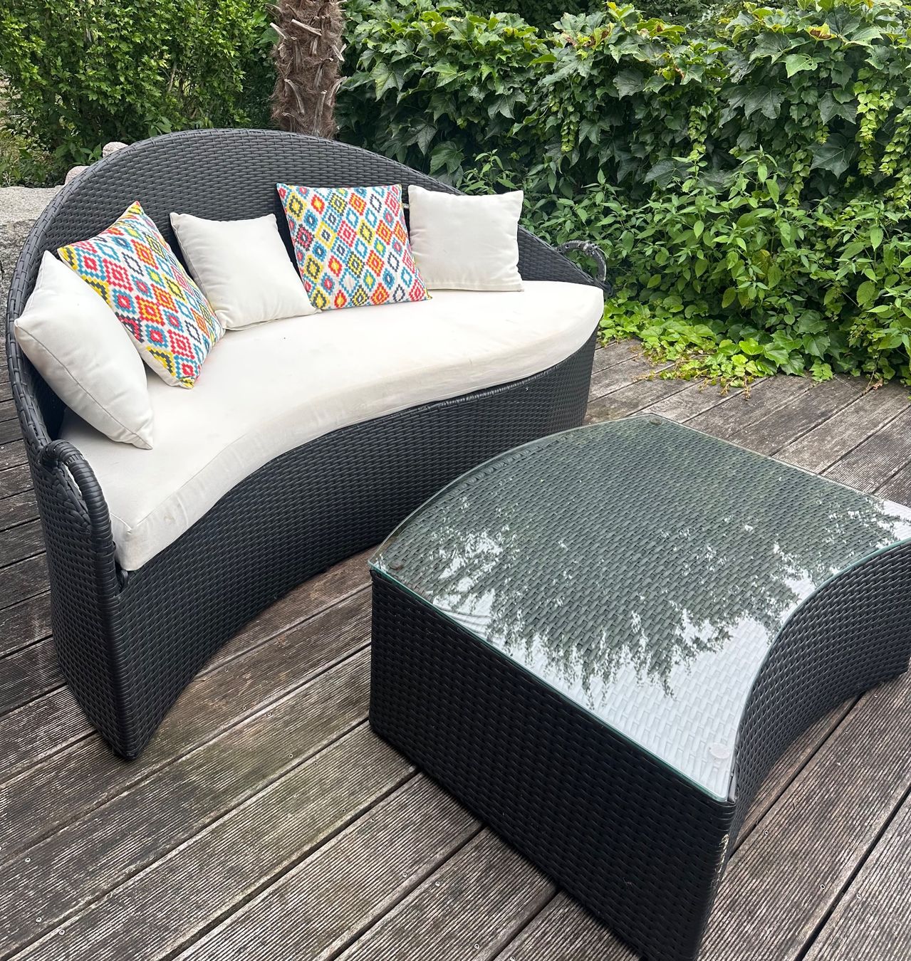 Tischset: Gartenlounge Set mit Tisch Kunstfaser schwarz Polyrattan – Gebraucht aus Elsau von ele_fmb7 2