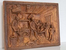 Hufeisen Schmiede Pferd Holzschnitzerei France Relief Sign