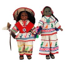 Huichol Mexico 2 poupées vintage costume