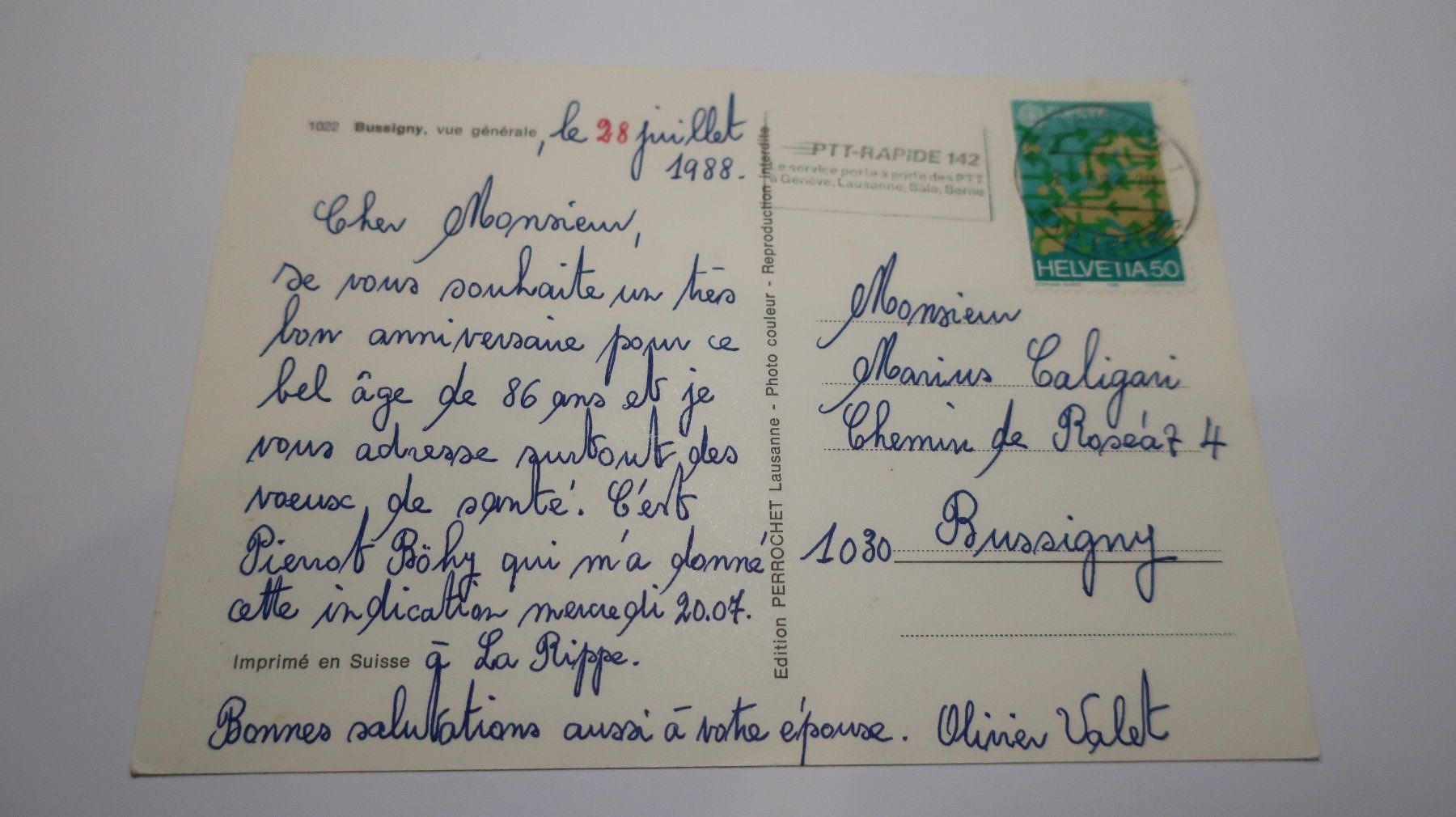 Ansichtskarten: Bussigny vue générale  1988 – Gebraucht aus Cormoret von Pascalll2001 3