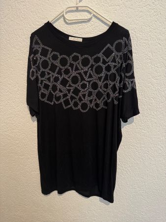 Glitzer Shirt schwarz Glitzersteinchen Spitze Gr. XL / XXL