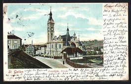 AK St. Gallen, Linsebühl, Kirche, 1903