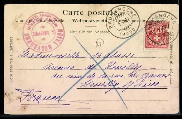 Cartoline postali: Vevey, Panorama du lac avec bateau à va – Usato da Berlin venduto da bartko-reher 1