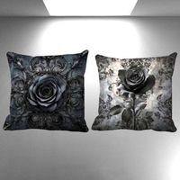 🖤🌹 2er Set Kissenhüllen – Dark Rose Gothic Style ✨