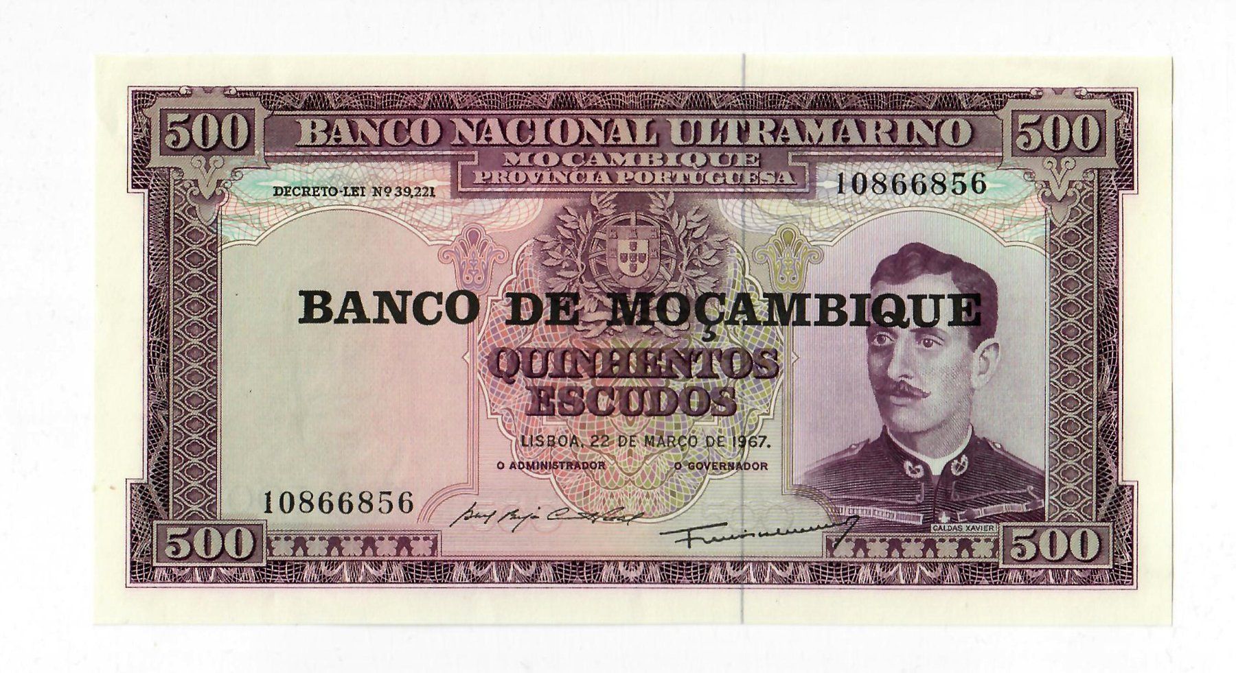 Banconote: Banknote Mosambik, 500 Escudos, 1967 – Usato da Landquart venduto da balboajimmy