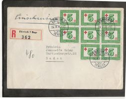 ZÜRICH 7  24.10.45 R-Brief (R362) nach Baden [CH109]
