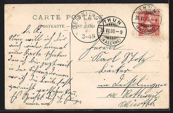 Cartoline postali: Thun, Kasernen mit Strasse aus der Vogel – Usato da Berlin venduto da bartko-reher 1
