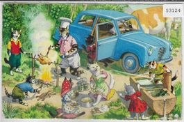 Katzen-Familie beim Pick-nick