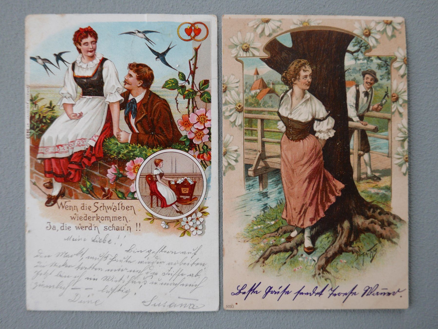 Cartoline postali: 7 ALTE ANSICHTSKARTEN JUGENDSTIL LIEBESPÄRCHEN – Usato da Balgach venduto da Zwischenraum 5