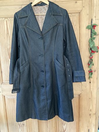 Schwarzer Jeanstrenchcoat M
