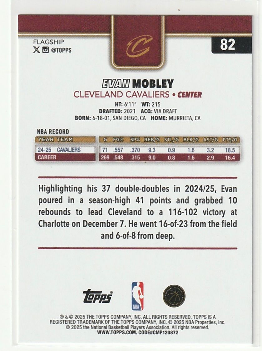 Topps Carte collezionabili: 2025/26 Topps Flagship Basketball Evan Mobley – Nuovo (secondo la descrizione) da Biel/Bienne venduto da historian-198 1