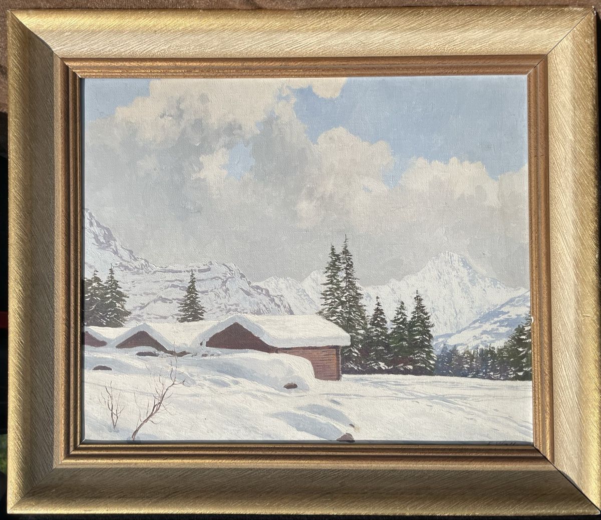 Dipinti: F. Waller huile Wengen Breithorn – Usato da Biel/Bienne venduto da Galaq 5